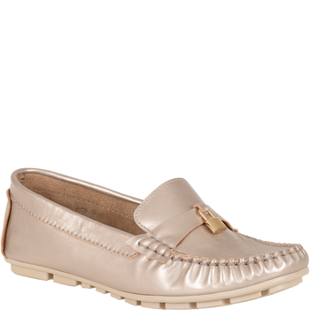 Syrena SLA 1099, skórzane mokasyny damskie, wsuwane, kolor szampan