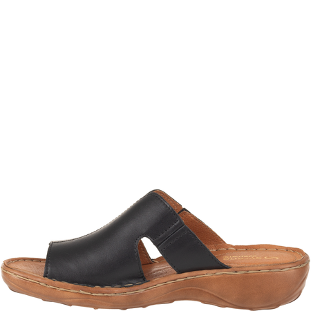 Skórzane klapki damskie marki Syrena SST 663 czarno-rude