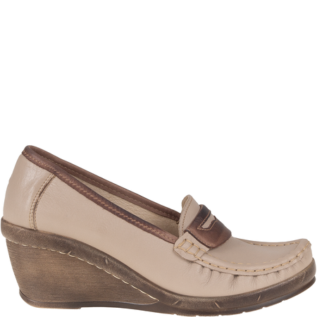 Półbuty damskie na koturnie Syrena SST 1593/50 beż-cacao