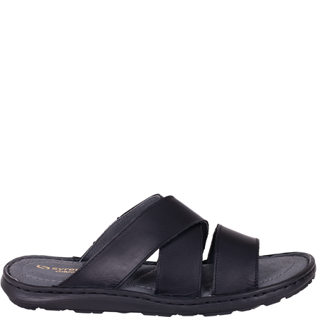 Klapki męskie skórzane marki Syrena SI 375-459 czarne