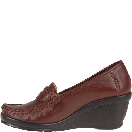Półbuty na koturnie skórzane Syrena SST 1593/50 brązowe