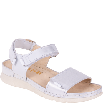 Sandały skórzane damskie marki Syrena SST 990 biało-srebrne