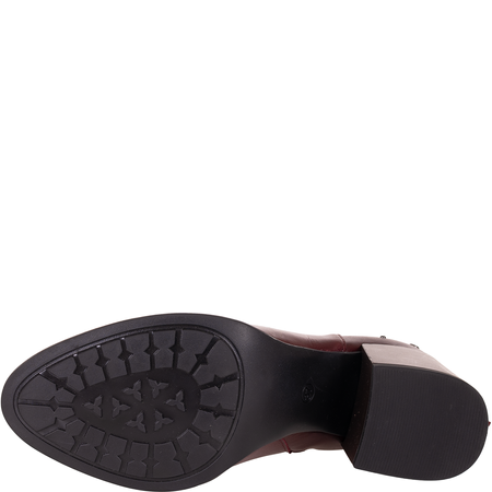 Modne botki damskie Syrena SLA 1111/66 bordowe - skóra licowa