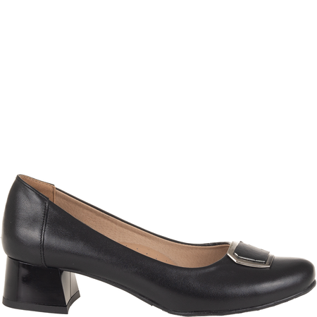 Skórzane czółenka na obcasie - Syrena SE 7125 czarne