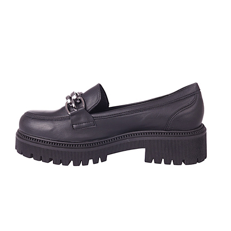 Półbuty damskie na grubej podeszwie - skóra ekologiczna Excel 472/067 czarne