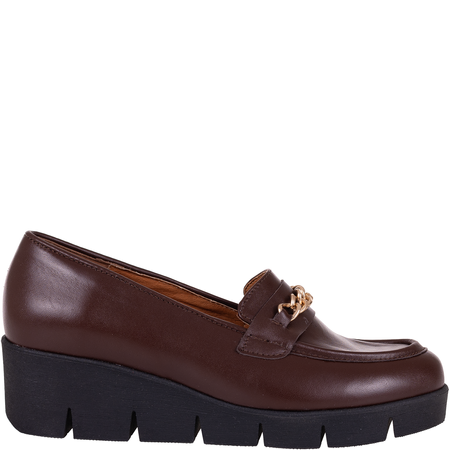 Półbuty na koturnie skórzane, brązowe Syrena SWB 028