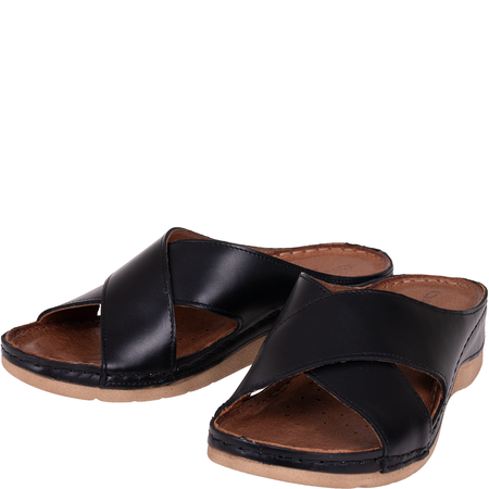 Klapki damskie skórzane marki Syrena SST 869 czarne