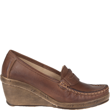 Półbuty na koturnie skórzane Syrena SST 1593/50 brąz