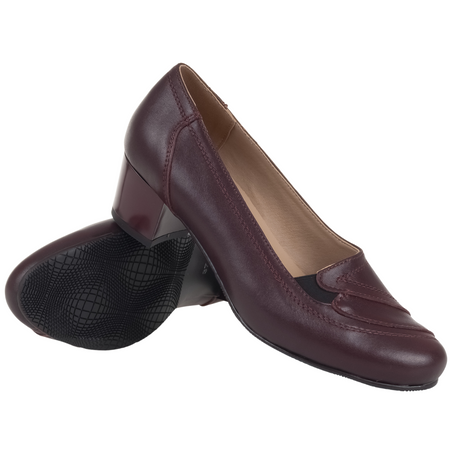 Czółenka na słupku skórzane marki Syrena SE 0203 bordowe