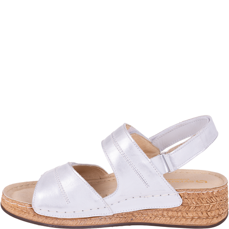 Sandały skórzane damskie marki Syrena SST 993 biało-srebrne