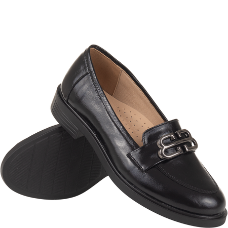 Skórzane mokasyny damskie Syrena SE 293 czarny naplak