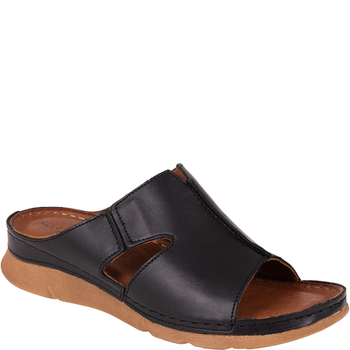 Klapki damskie Syrena SST 925 czarne - skóra naturalna