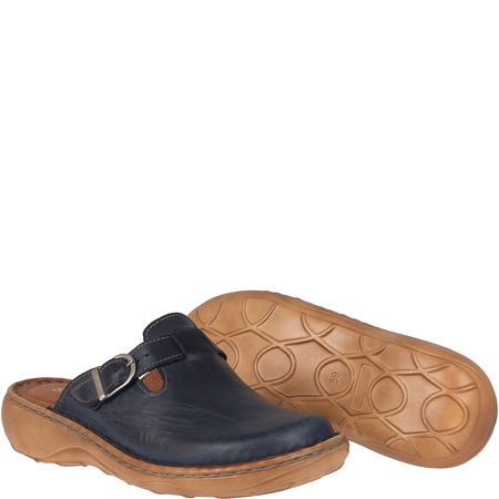 Klapki damskie skórzane zakryte Syrena SST 665 granatowe