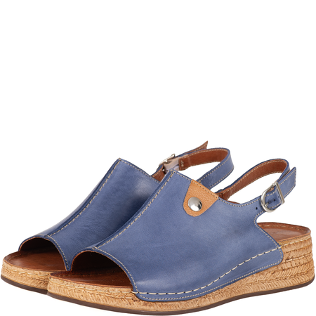 Skórzane sandały damskie marki Syrena SST 987 niebieskie