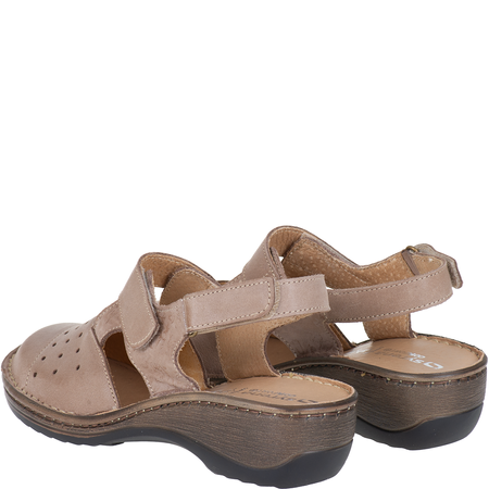 Sandały skórzane na koturnie - Syrena SH 150 beżowe