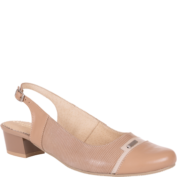 Skórzane sandały na obcasie marki Wielbut 522 ciemny beż