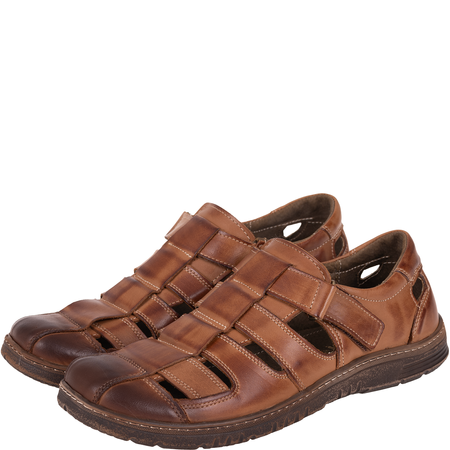 Sandały męskie Syrena SI 145A-868 brązowe skórzane