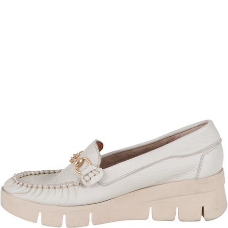 Skórzane mokasyny damskie Syrena SLA 989/B krem-groszek