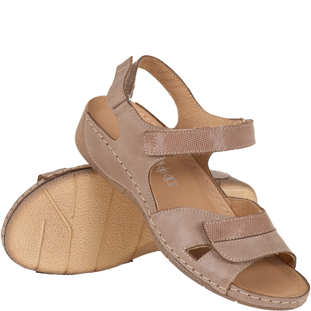 Skórzane sandały damskie na rzepy Syrena SH 106 beżowe