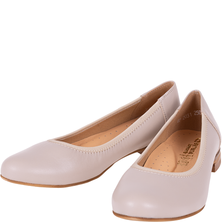 Beżowe skórzane baleriny Syrena SGO 2031 klasyczne