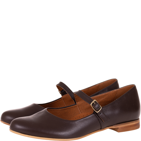 Brązowe baleriny z paskiem Syrena SGO 2107 skórzane