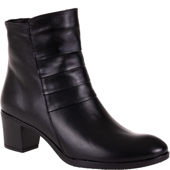 Czarne botki damskie skórzane na obcasie - Syrena SE 400