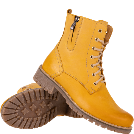 Komfortowe botki damskie skórzane Syrena SST 4038 żółte