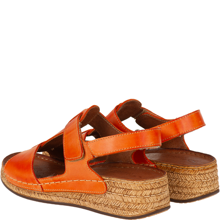 Sandały Syrena SST 995 pomarańczowe - skórzane, na rzepy