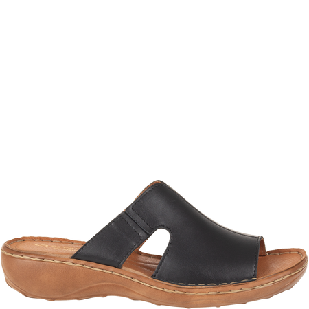 Skórzane klapki damskie marki Syrena SST 663 czarno-rude