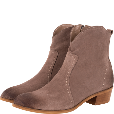 Modne botki damskie Syrena SE KO-07 cappuccino skóra welurowa