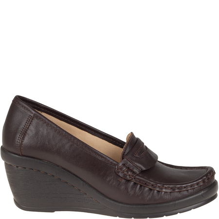 Półbuty na koturnie skórzane Syrena SST 1593/50 ciemny brąz