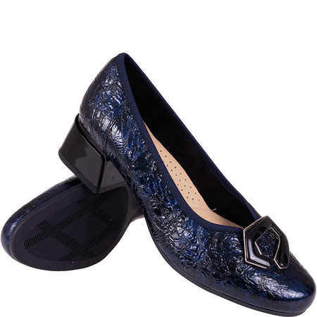 Czółenka skórzane Syrena SPU 1516 Carmen na słupku 4,5 cm