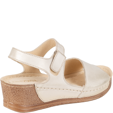 Sandały damskie na koturnie marki Syrena SST 969 beżowo-złote