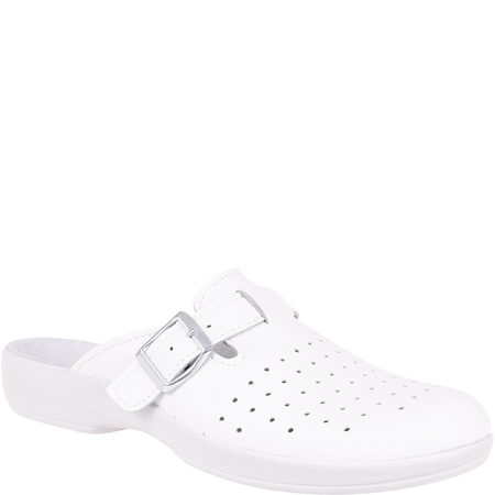 Białe klapki damskie Inblu AE00001 sanitarne - skórzana wkładka