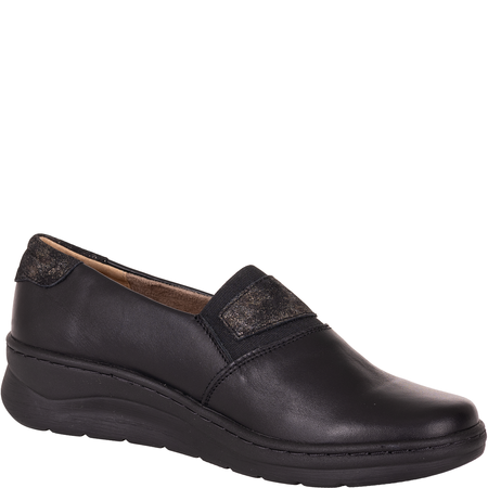 Czarne półbuty damskie skórzane Helios 455 komfort