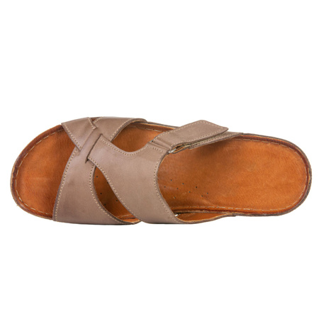 Klapki damskie skórzane Syrena SST 908/K cappuccino