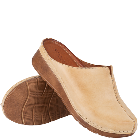 Klapki damskie skóra naturalna Syrena SST 922 beżowe