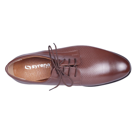Półbuty męskie pantofle wizytowe skórzane marki Syrena SE 929 brąz
