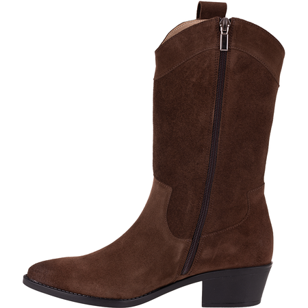 Syrena STA 4389 brązowe skórzane kowbojki damskie na obcasie