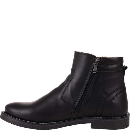 Trzewiki męskie Syrena 006-459 czarne - skóra naturalna, ocieplane, na zamek