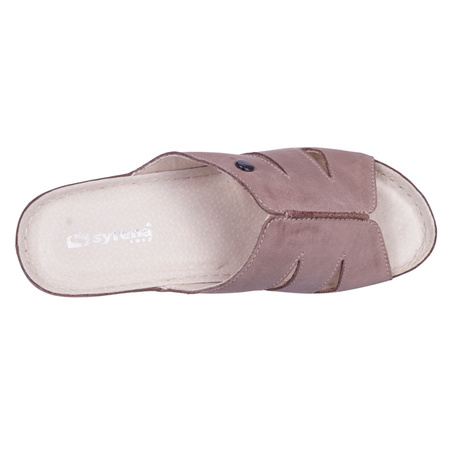 Klasyczne klapki skórzane damskie SYRENA SH 22265 beżowe