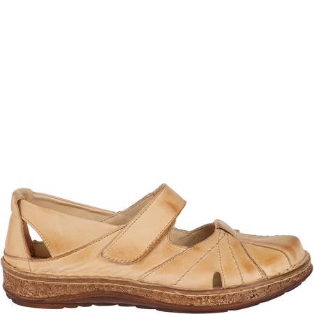 Przewiewne półbuty na rzepy Syrena SST 1705/A beżowe