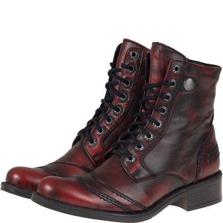 Botki skórzane Syrena SST 1107 bordowe, ocieplane