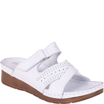 Białe klapki damskie skórzane marki Syrena SST 923