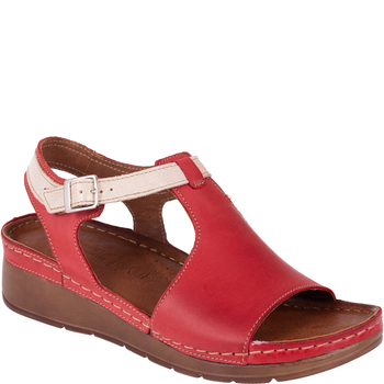 Czerwono-złote sandały damskie skórzane Syrena SST 924