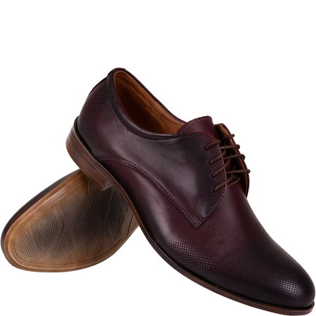 Skórzane półbuty męskie marki Syrena SI 329A-798 bordowe