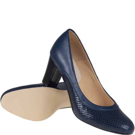 Czółenka na obcasie granatowe skórzane Syrena SWB 186
