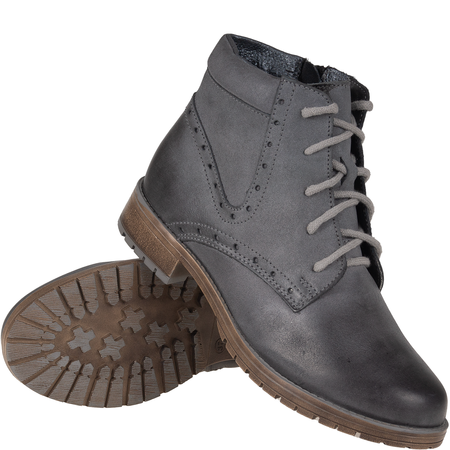 Botki damskie Syrena SST 4044 szare – skórzane, komfortowe