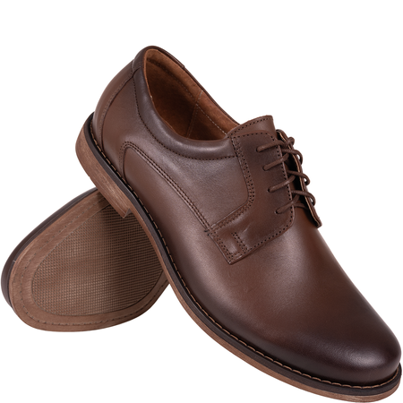 Skórzane półbuty męskie marki Syrena SI 424-841 brązowe