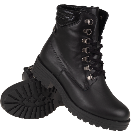 Botki damskie Syrena SST 4064 czarne - skóra naturalna